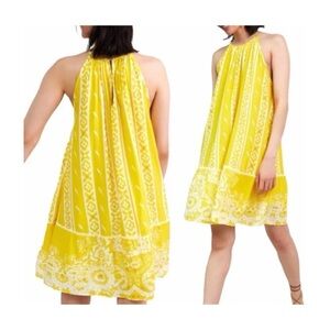 NWOT Anthropologie / Forever That Girl Yellow Patterned Halter Dress